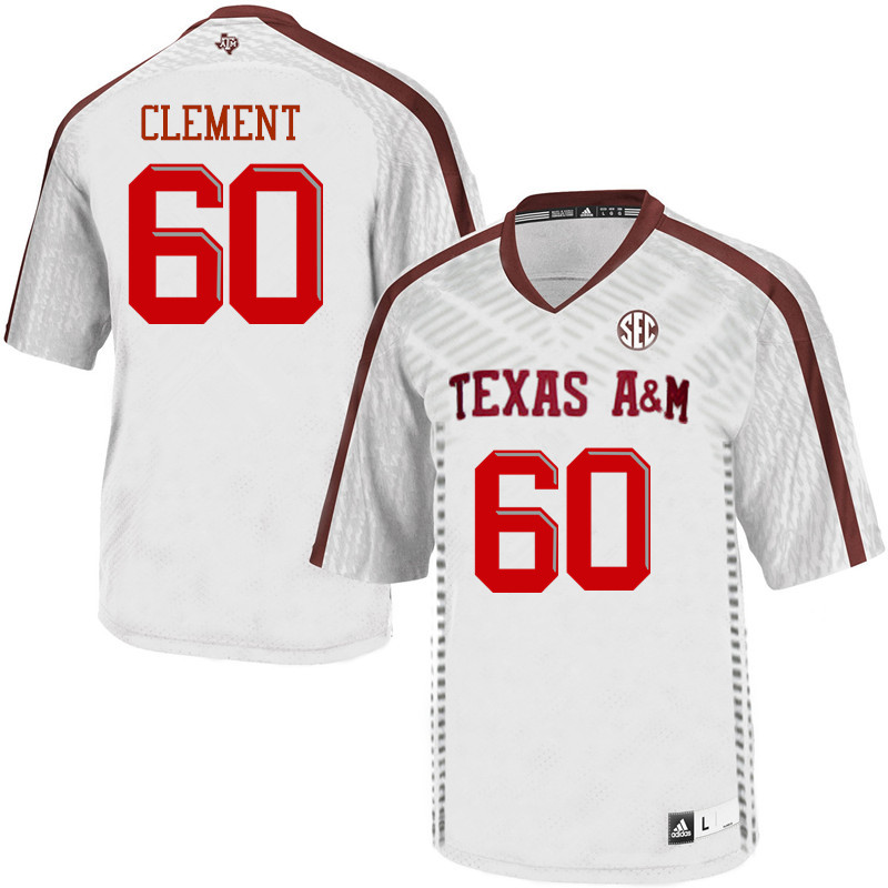 Men #60 Barton Clement Texas A&M Aggies College Football Jerseys Sale-White - Click Image to Close